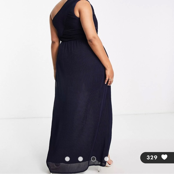 ASOS YAURA Plus Size (US16) One Shoulder Maxi Dress Navy - Picture 3 of 9